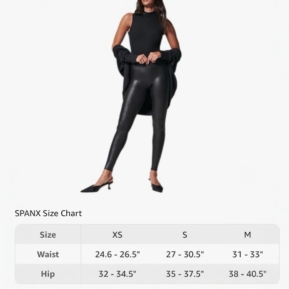 SPANX Faux Leather Stretch Power Waistband Tummy Control Legging Yoga Medium NEW - Picture 12 of 13